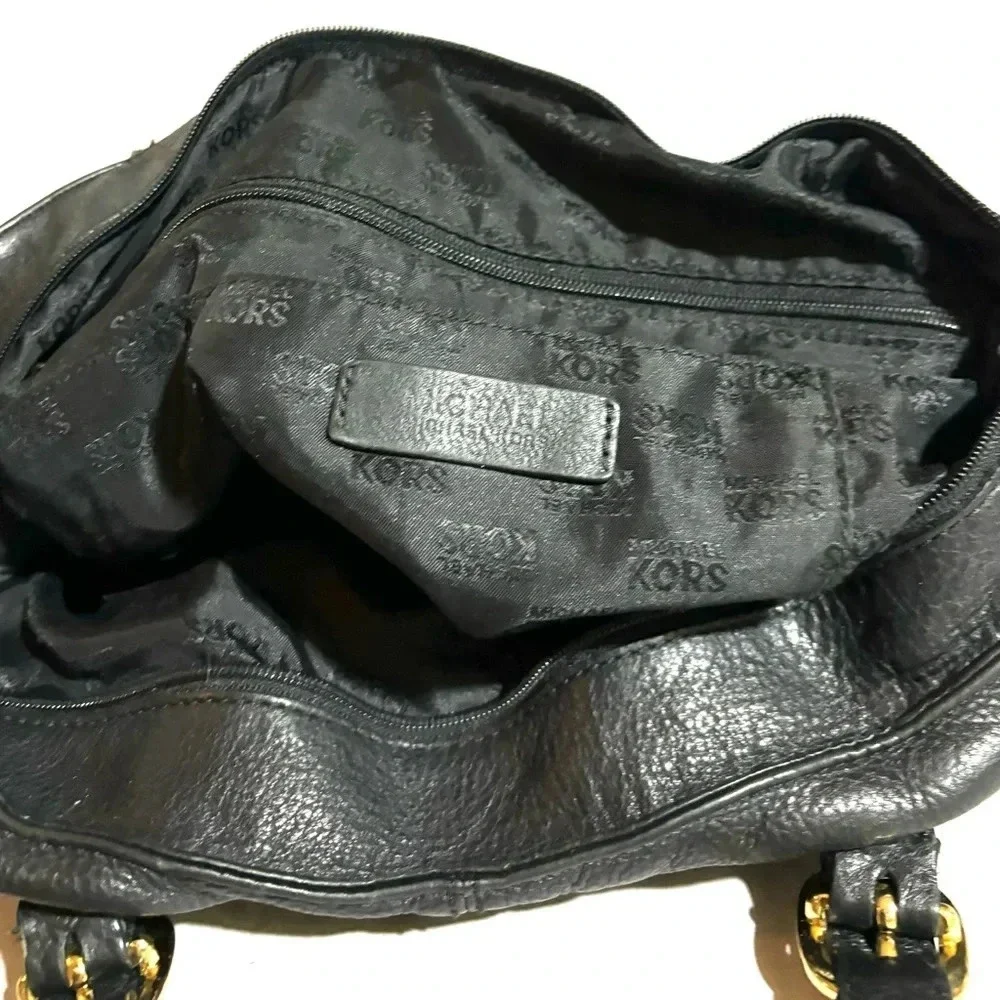 Michael kors black leather shoulder handbag